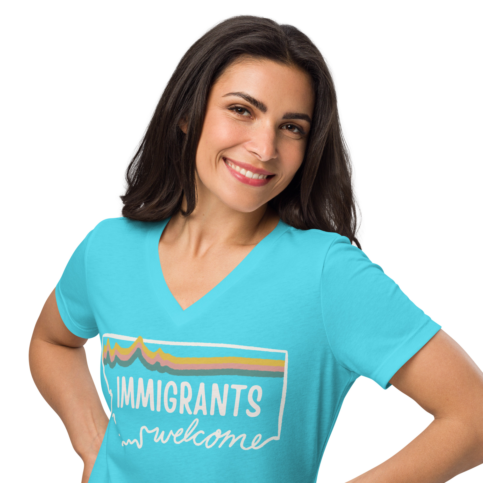 Women’s relaxed v-neck t-shirt - Various Colors - Image 49