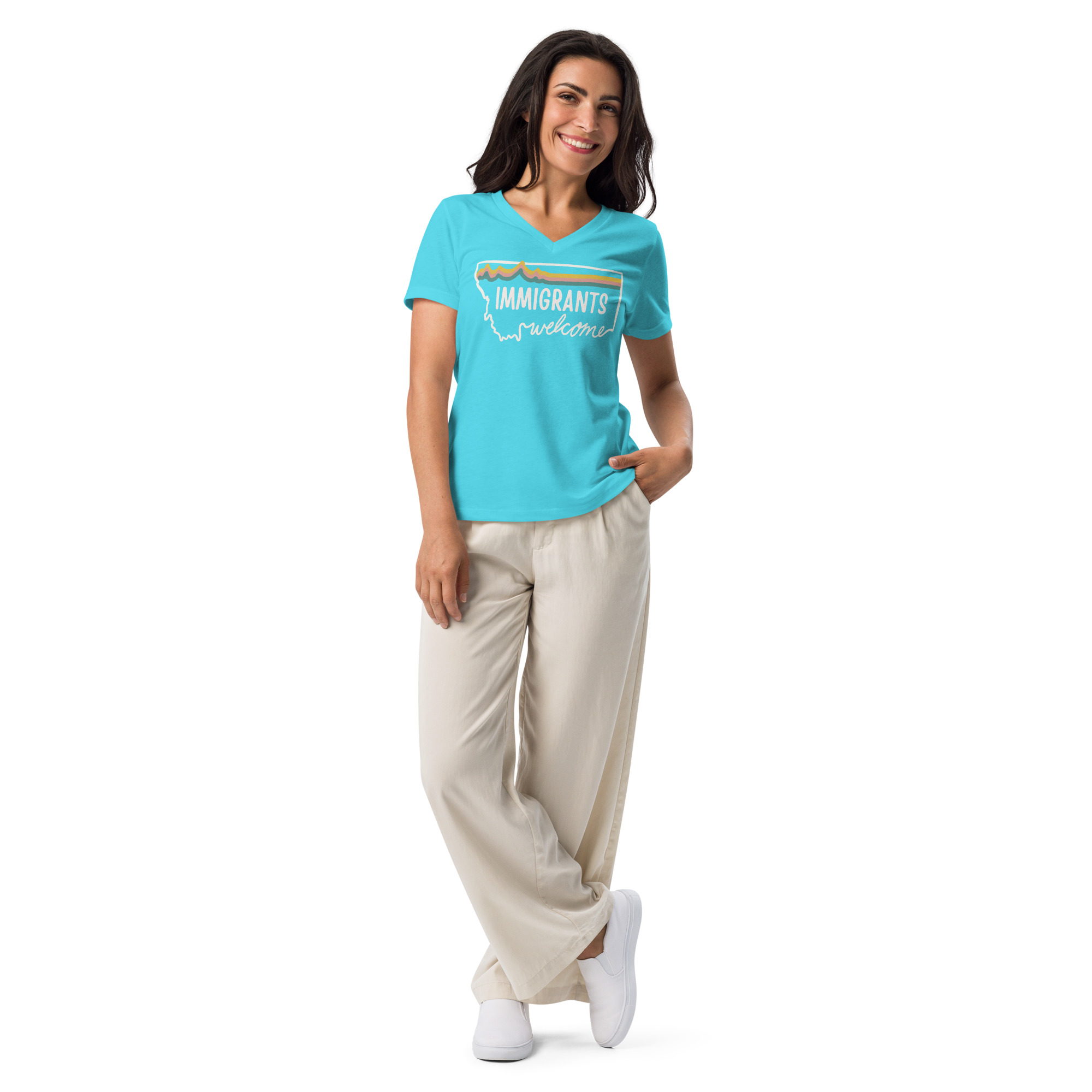 Women’s relaxed v-neck t-shirt - Various Colors - Image 35